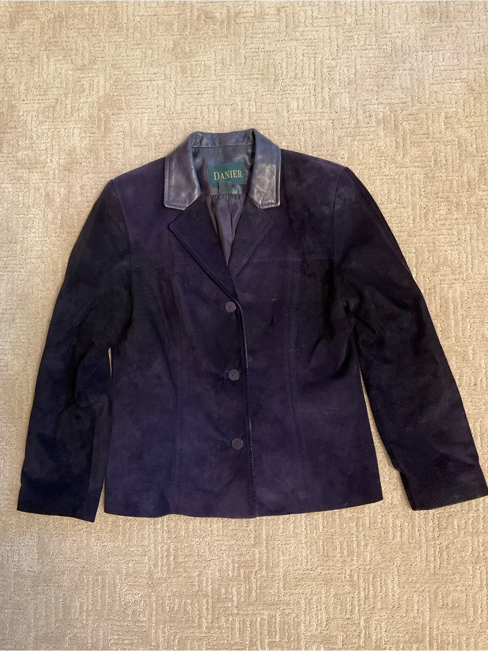 💜 Vintage Danier Leather Purple Black Suede Jacket M 10/12 Made in Canada EUC